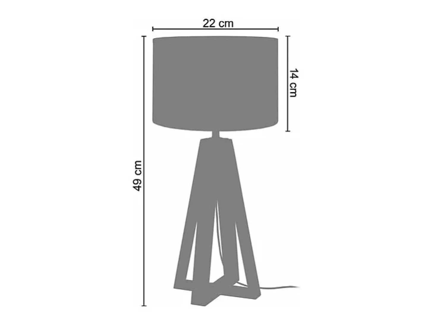 Abajur TOSEL ARHUS LT2 tecido tripé preto D30 x H54 cm
