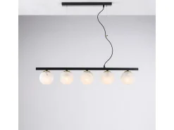 Adrian - Pendente em ferro lacado preto e bronzeado 5 luzes L.101 x 14 - BL278-5-NR