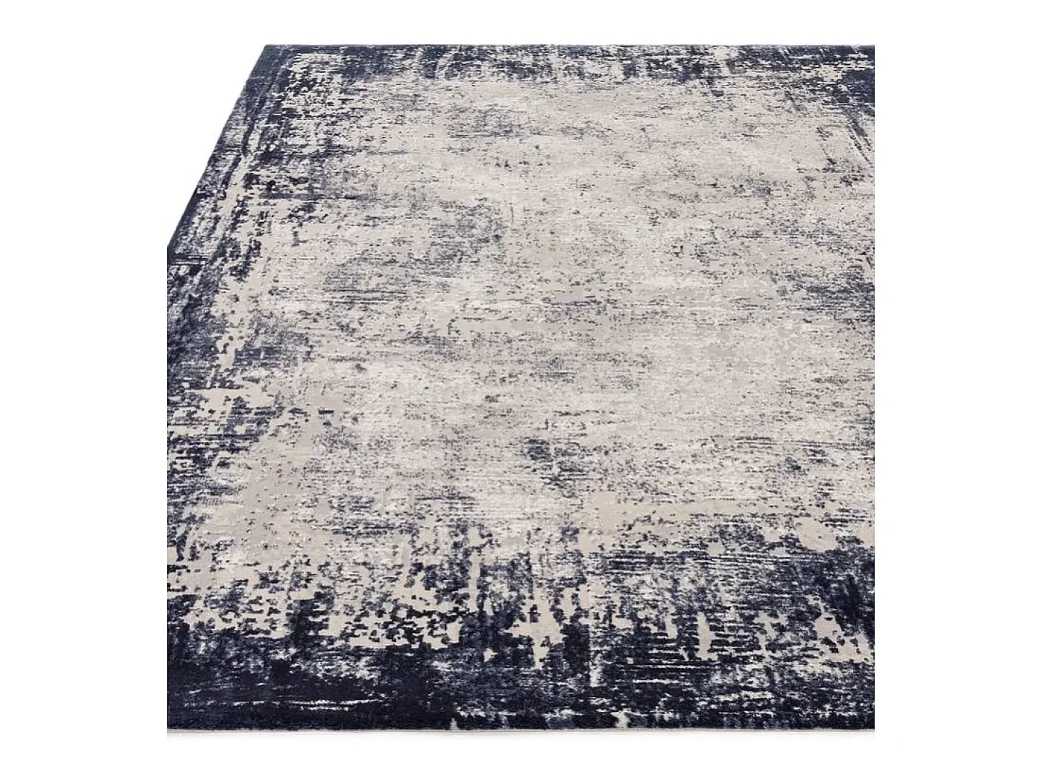 Alfombra abstrata - 160x230cm - azul marinho, creme - Kuza Border