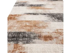 Alfombra abstrata - 120x170cm - laranja, creme, preto - Kuza Lines