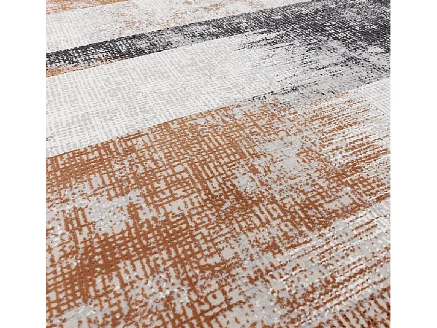 Alfombra abstrata - 120x170cm - laranja, creme, preto - Kuza Lines