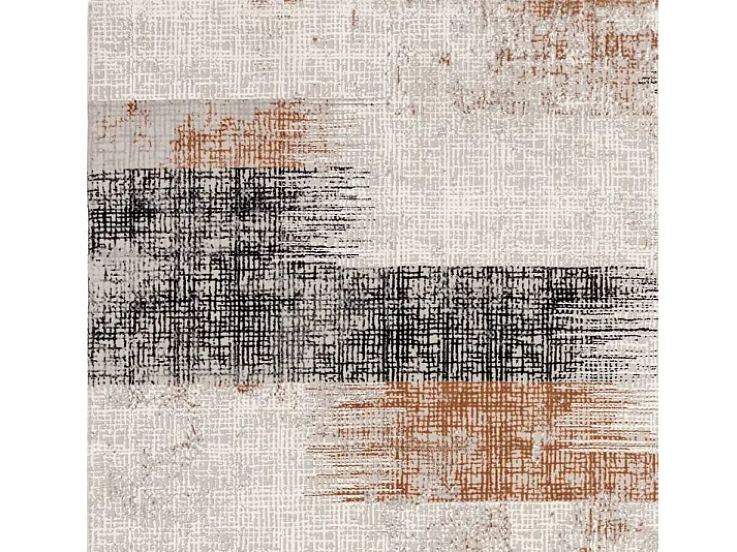 Alfombra abstrata - 160x230cm - laranja, creme, preto - Kuza Lines