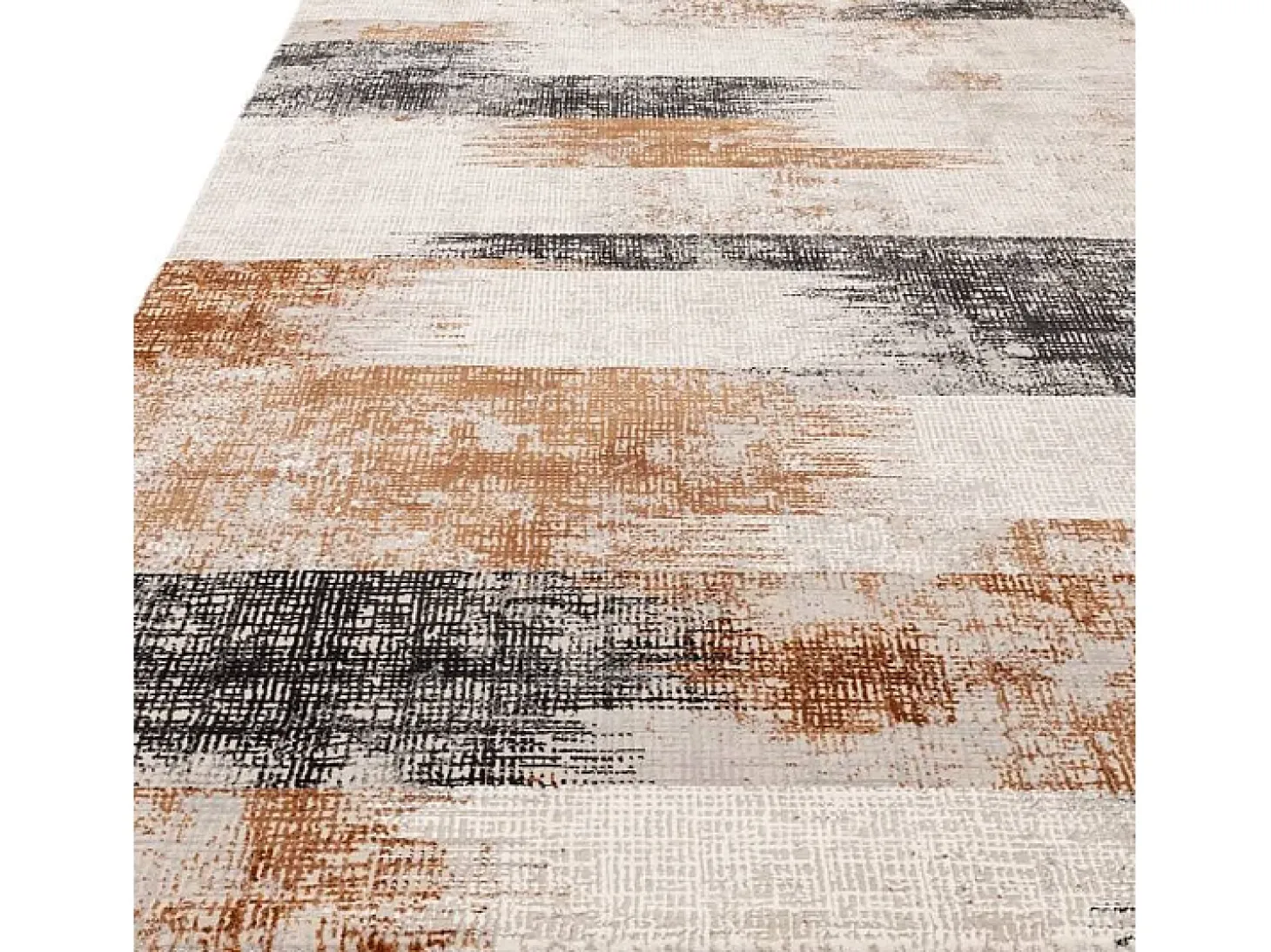 Alfombra abstrata - 160x230cm - laranja, creme, preto - Kuza Lines