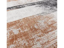 Alfombra abstrata - 160x230cm - laranja, creme, preto - Kuza Lines