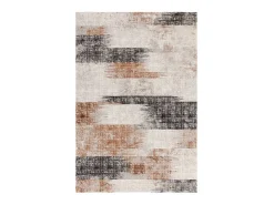 Alfombra abstrata - 160x230cm - laranja, creme, preto - Kuza Lines