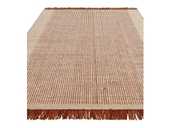 Alfombra tecida à mão, 100% lã - 200x290cm - laranja, creme, branco - Avalon