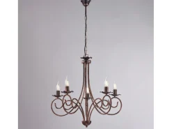 Alma - Lustre em ferro lacado preto com decoração. cobre antigo 5 luzes 120 - Ø57 - BL130-5-NR
