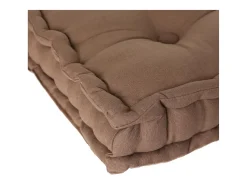 Almofada de Chão em Algodão Taupe 40 x 40 cm com Botões e Alça