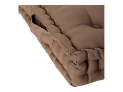 Almofada de Chão em Algodão Taupe 40 x 40 cm com Botões e Alça