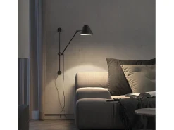 Aplique ARM estilo moderno - Altura 60 cm - 5W COB LED - 728lm e 3000k - Cabo de 2 metros - 330º e 180º graus, on&off - ip20 - aço e preto