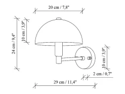 aplique cogumelo em metal com efeito latão - A. 29 x D. 20 cm - ELDO