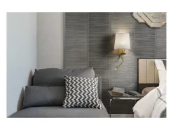 Aplique de parede estilo clássico FIRENZE - Altura 43 cm - E27 60W + 3W SMD LED - 2x on&off - 2x USB - aço e algodão - níquel acetinado e branco - IP20
