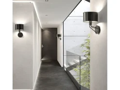 Aplique DIAGONAL estilo moderno - A 28,5 cm - E27 13W - candeeiro sintético ø22 cm - aço e preto - IP20 - interior