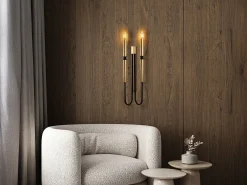 aplique estilo castiçal em metal - Dourado e preto - A. 58 cm - OVYLA