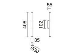 Aplique estilo moderno TANIA - A 40,8 cm - 2x LED SMD 4W - 400lm e 3K- up&down - aço e branco - IP40