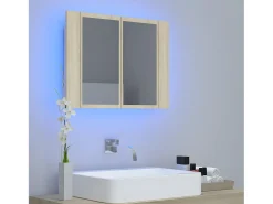 Armário espelhado casa de banho LED acrílico carvalho sonoma PT736304