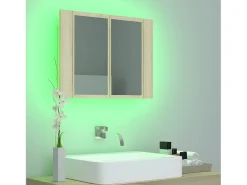Armário espelhado casa de banho LED acrílico carvalho sonoma PT736304