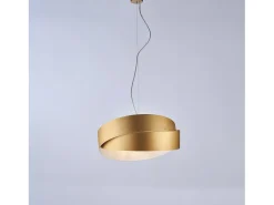 Astro - Suspensão em ferro lacado branco com deco ouro antigo e cabo de aço ajustável 2 luzes 122 - Ø46 - BL207-2-BOR