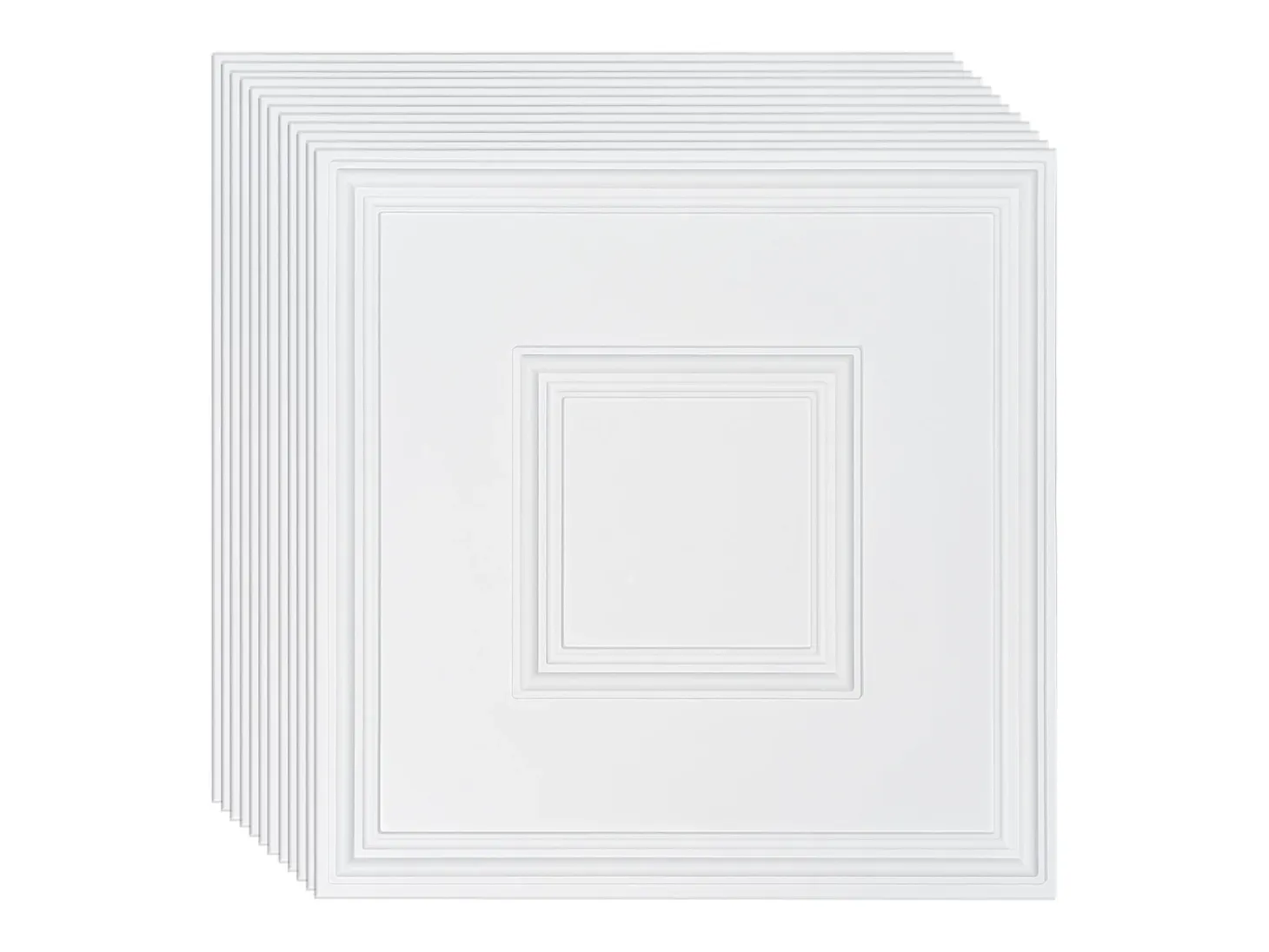 Azulejos Autocollantes PVC SucceBuy Azulejos de Teto Pacote de 12 60.96CM x 60.96CM PVC Instalação Fácil Branco Geométrico