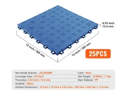 Azulejos de Garagem, SucceBuy, Pacote de 25 Azulejos de Garagem Azuis de 30 × 30 cm com Encaixe