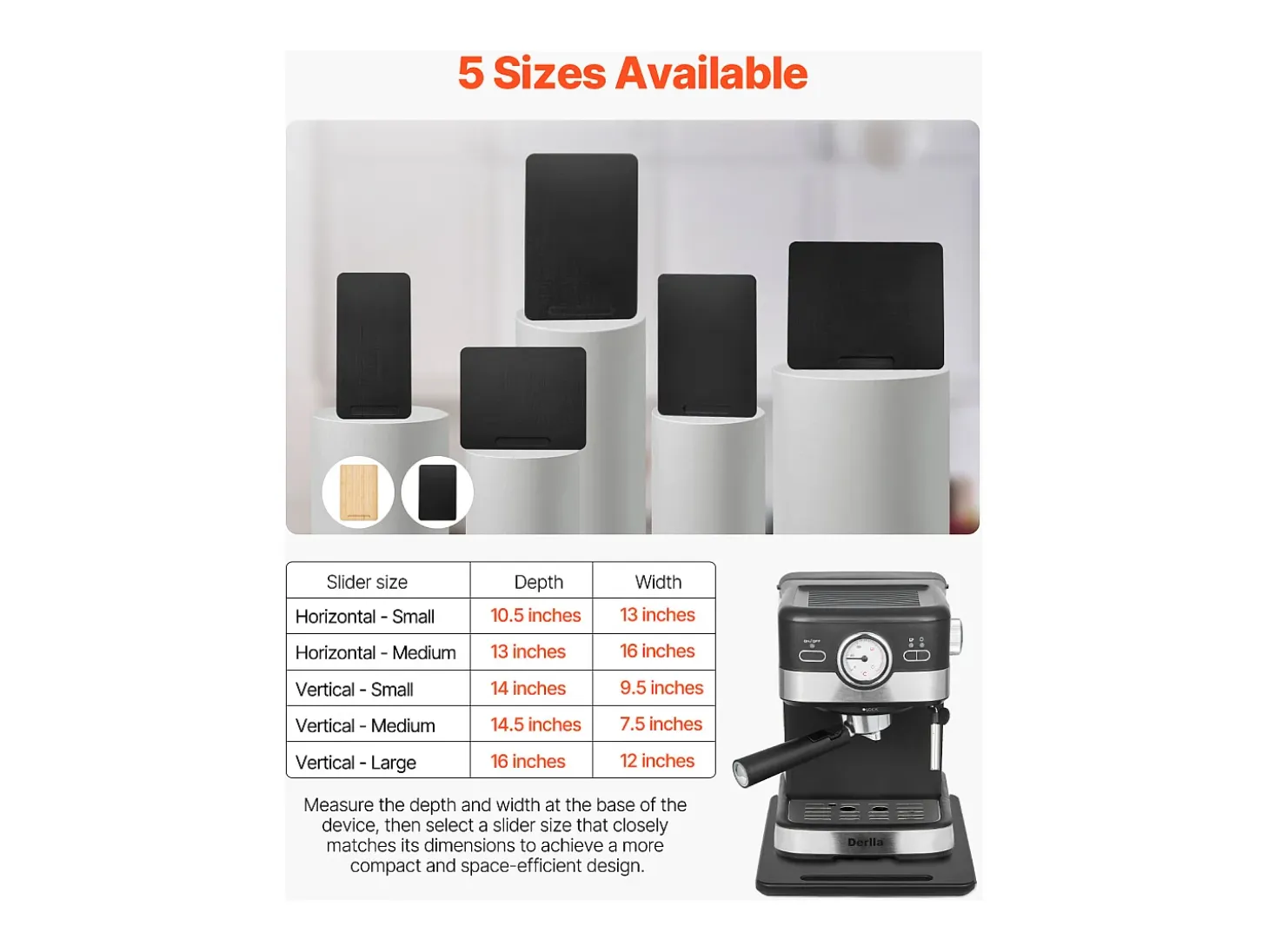 Bandeja Deslizante SucceBuy para Aparelhos de Cozinha, 35,6 x 24,1 cm, Placa Móvel, para Cafeteira, Pequenos Eletrodomésticos de Cozinha, Preto