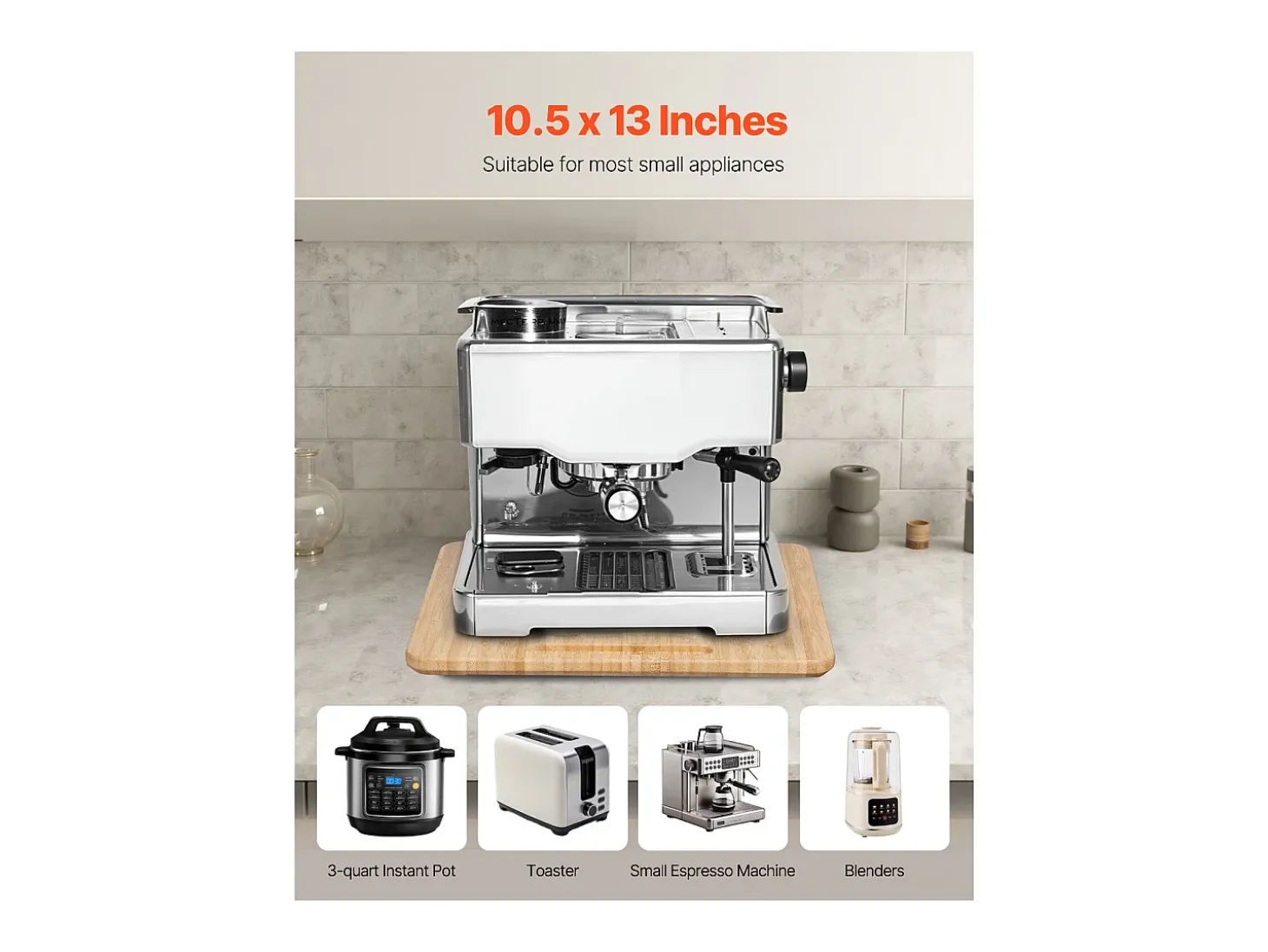 Bandeja Deslizante SucceBuy para Aparelhos de Cozinha, 26,7 x 33 cm, Prato Móvel para Cafeteira, Pequenos Eletrodomésticos de Cozinha, Cor Madeira