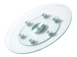 Bandeja Giratória Redonda SucceBuy para Mesa, 61 cm, Bandeja de Serviço Giratória a 360°, Centro de Mesa de Jantar em Vidro Temperado com 6 Rodas, para Banquetes