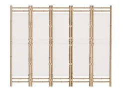 Biombo - Divisória com 5 painéis dobráveis 200 cm bambu e lona PT119719