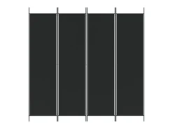Biombo - Divisória com 4 painéis 200x200 cm tecido preto PT376593