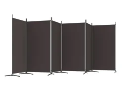 Biombo - Divisória com 6 painéis 520x180 cm tecido castanho PT547690