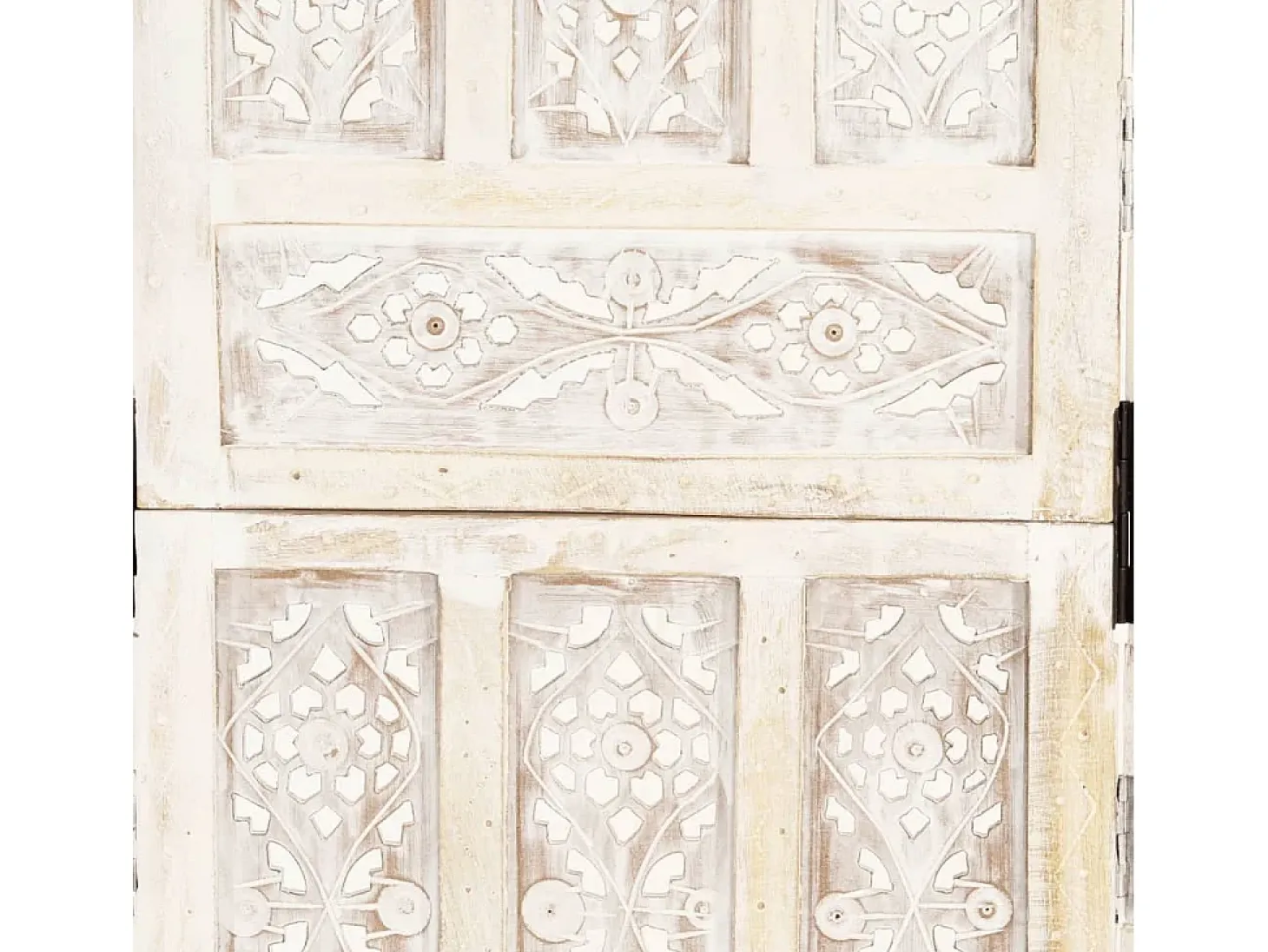 Biombo esculp. mão 5 painéis 200x165cm mangueira maciça branco