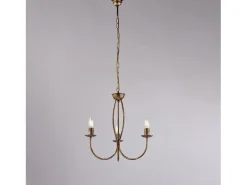 Botte - Lustre em ferro lacado castanho com decoração. ouro antigo 3 luzes 110 - Ø45 - BL147-3-BR