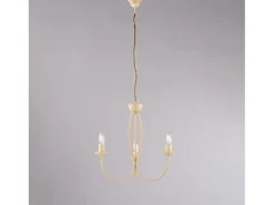 Botte - Lustre em ferro lacado marfim com decoração. efeito decapado 3 luzes 110 - Ø45 - BL147-3-AV