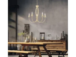 Botte - Lustre em ferro lacado marfim com decoração. efeito decapado 5 luzes 113 - Ø55 - BL147-5-AV