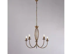 Botte - Lustre em ferro lacado castanho com decoração. ouro antigo 5 luzes 113 - Ø55 - BL147-5-BR