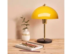 Candeeiro de mesa design moderno em forma de cogumelo preto 49cm em metal e madeira