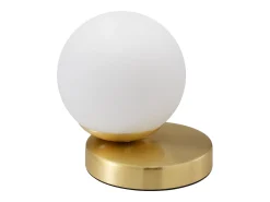 candeeiro de mesa em latão escovado, L.16 x A.15 cm, Dourado e branco, SOFIA