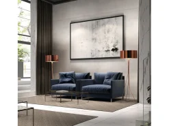 Candeeiro de pé DIAGONAL estilo moderno - Altura 155 cm - E27 13W - abajur sintético ø50 cm - ligado e desligado - cabo de 2 m - aço e branco - interior