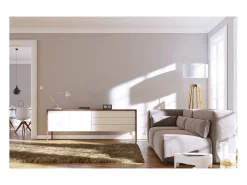 Candeeiro de pé KARA estilo moderno e clássico -Alt. 158 cm x D. ø45 cm - E27 60W - cabo de 2 m - on&off - IP20 - madeira - aço e algodão branco