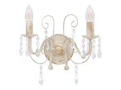 Candeeiro de Parede Elegante com Contas e Lâmpadas E14 em Branco Antigo