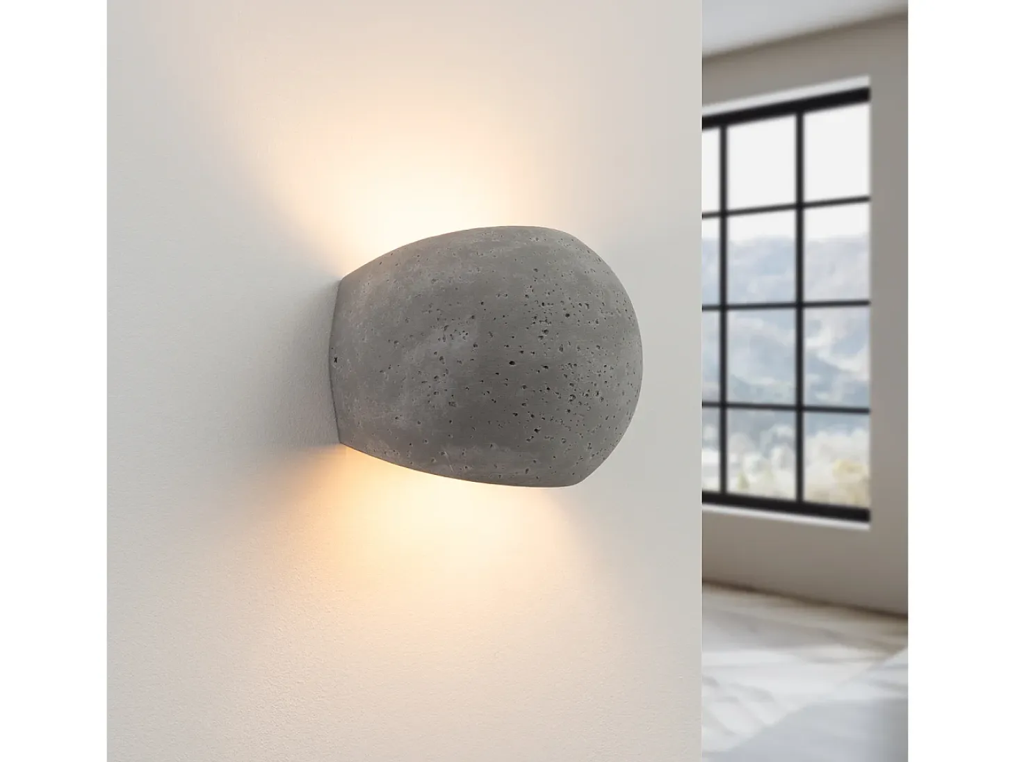 Candeeiro De Parede Globe Moderno, Concreto - 2 Lichtbronnen - L.18 X H.14 Cm - Cinza