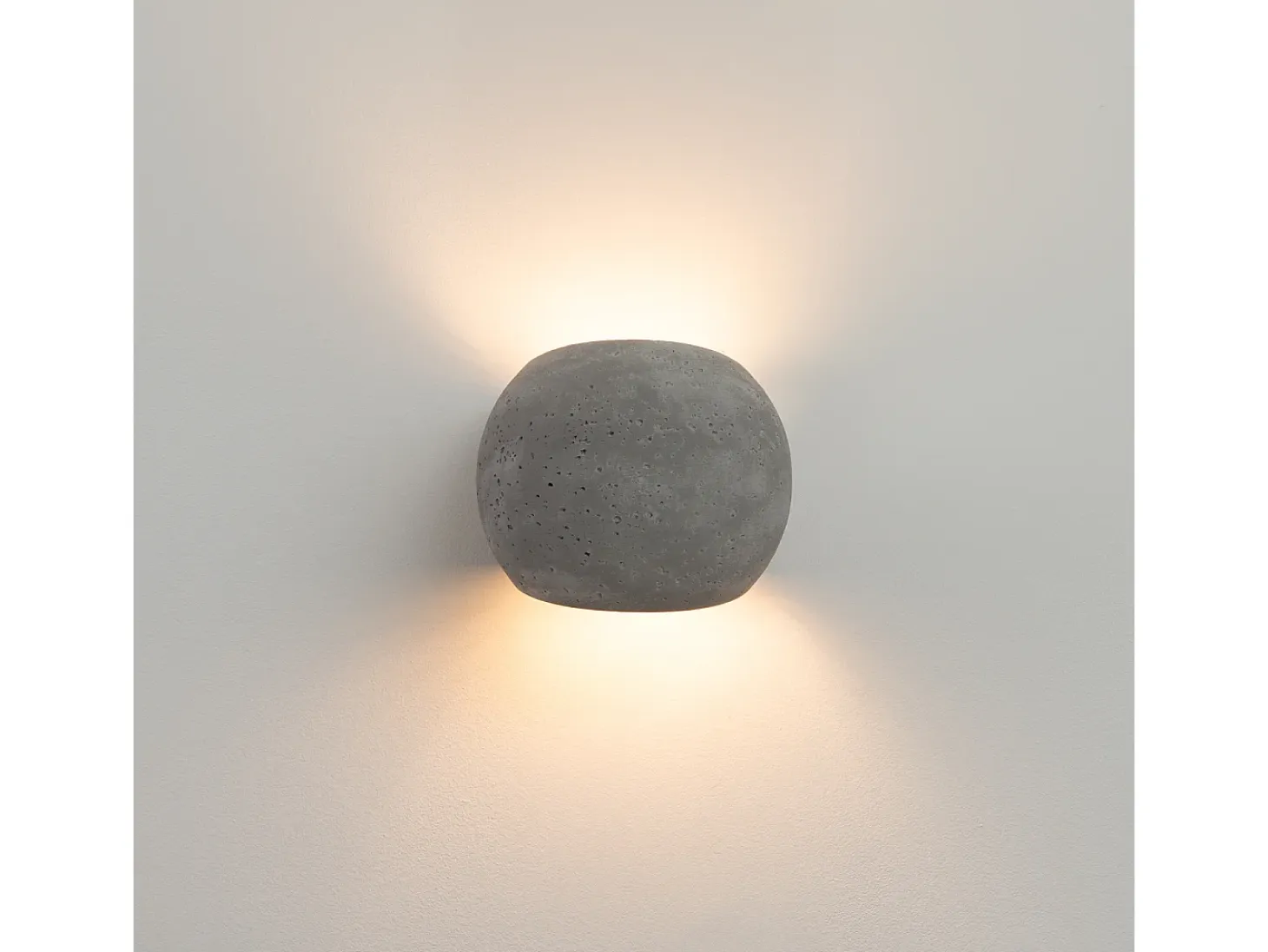 Candeeiro De Parede Globe Moderno, Concreto - 2 Lichtbronnen - L.18 X H.14 Cm - Cinza