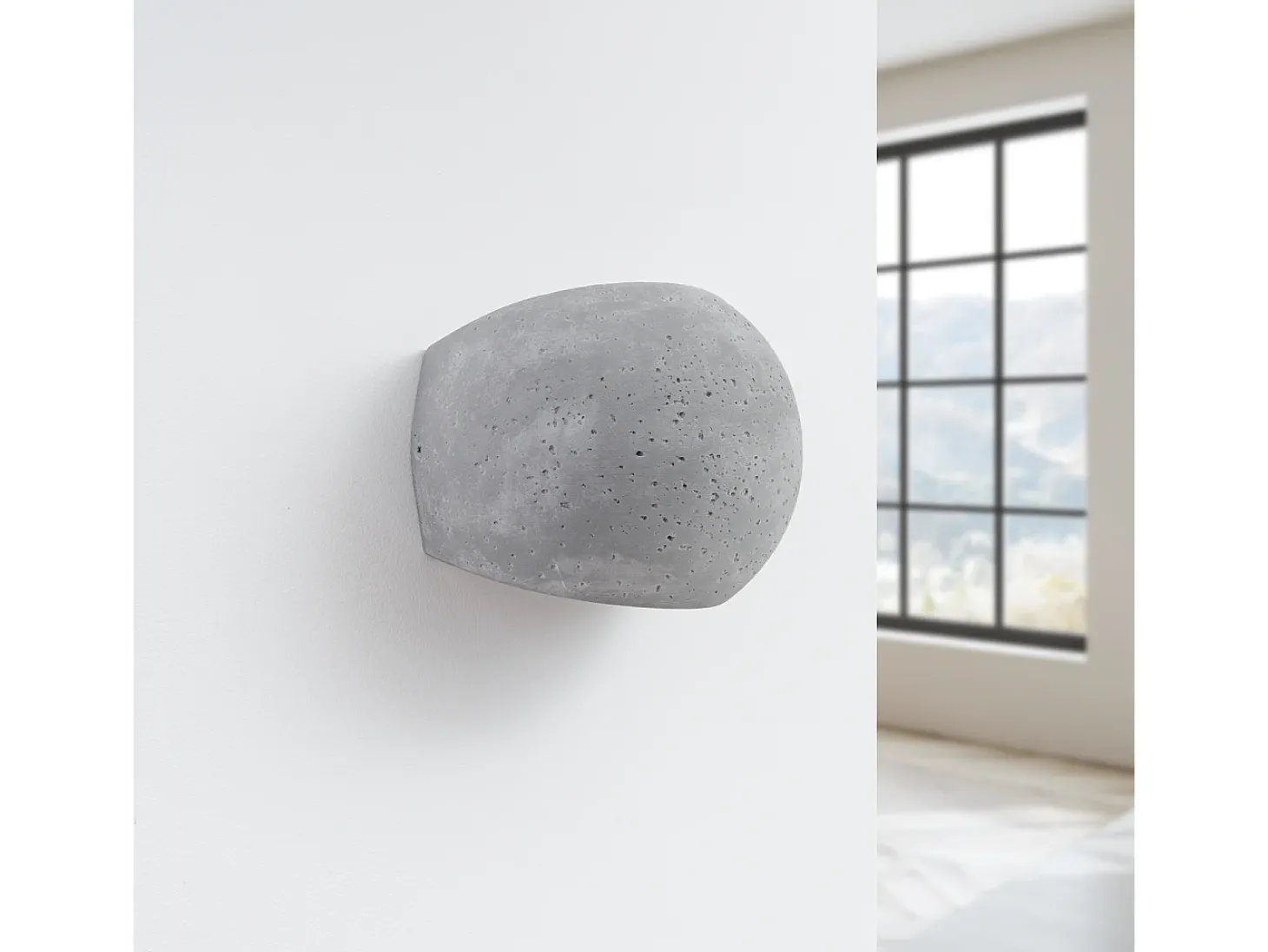 Candeeiro De Parede Globe Moderno, Concreto - 2 Lichtbronnen - L.18 X H.14 Cm - Cinza