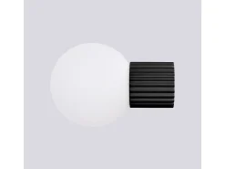Candeeiro De Parede Halo Moderno, Alumínio/Vidro - 1 Lichtbronnen - L.12 X H.12 Cm - Preto