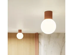 Candeeiro De Parede Halo Moderno, Alumínio/Vidro - 1 Lichtbronnen - L.12 X H.12 Cm - Café