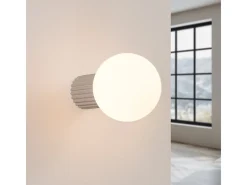 Candeeiro De Parede Halo Moderno, Alumínio/Vidro - 1 Lichtbronnen - L.12 X H.12 Cm - Cinza