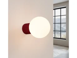 Candeeiro De Parede Halo Moderno, Alumínio/Vidro - 1 Lichtbronnen - L.12 X H.12 Cm - Borgonha