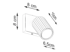 Candeeiro De Parede Karbon Minimalista, Alumínio - 1 Lichtbronnen - L.8 X H.16 Cm - Cinza-Claro