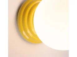 Candeeiro de parede Zori minimalista, cerâmica vidrada/vidro - 1 lichtbronnen - L.12 x H.12 cm - amarelo