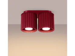 Candeeiro De Teto Aura Minimalista, Alumínio - 2 Lichtbronnen - L.21 X H.12 Cm - Borgonha